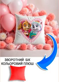 Подушка плюшева Мерч Крафт Дизайн з принтом paw patrol червоний плюш квадратна 33х33 см