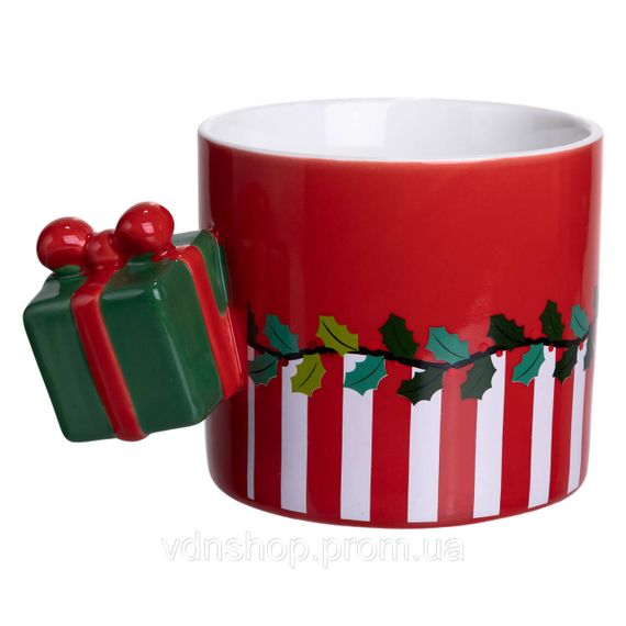 Чашка фарфоровая новогодняя Merry Christmas 400 (мл) Красная Yiwu FM-CS-49R | Зображення 4