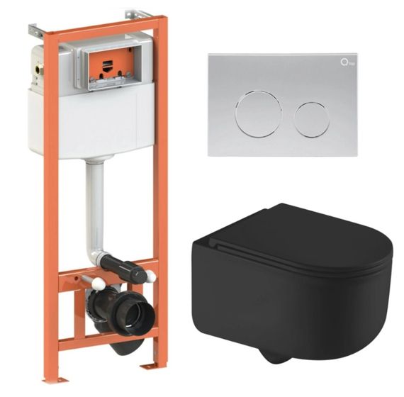 Набір Qtap Nest 4 в 1 підвісний унітаз Taurus Ultra Quiet 490x360x380 + комплект інсталяції QT2433084EUQMB46180