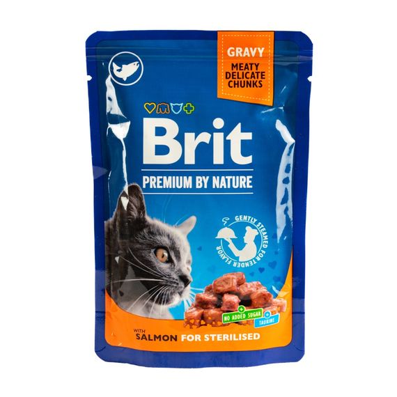 Влажный корм Brit Premium Cat pouch для стерилизованных кошек, лосось, 100 г | Зображення 3