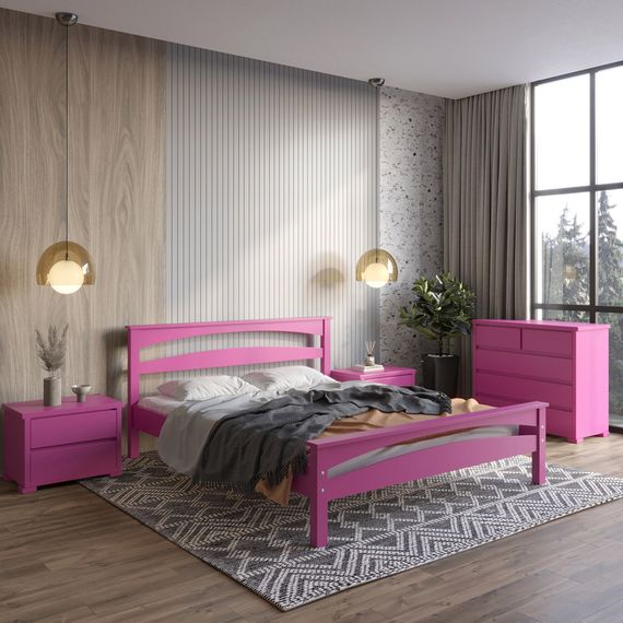 Полуторне дерев&#039;яне ліжко Mebigrand Чикаго Сіті Рожевий (S2060R30B) 120х190 см (MBG-9928)