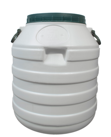 Бочка  пищевая  60 л белая пластиковая  низкая бидон  широкая горловина для молока и воды