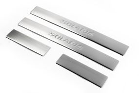 Накладки на пороги OmsaLine Solaris (4 шт, нерж) для Hyundai Accent Solaris 2011-2017 гг