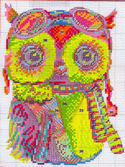 Набір для вишивання за нанесеною на канву схемою "Cute owl 2". AIDA 14CT printed, 19*26 см | Зображення 2