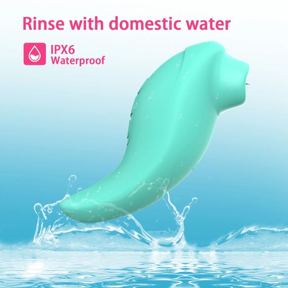 Вібратор із кліторальним стимулятором із язичком Every Night Toys Jen, зелений, 10 режимів вібрації Sex Aura | Зображення 4