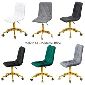 Стілець Melvin GD-Modern Office із золотою хрестовиною на колесиках, м'яке сидіння