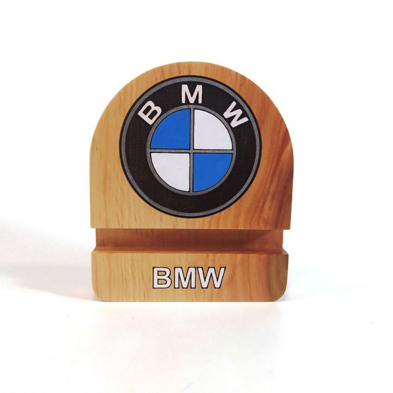 Підставка тримач під смартфон планшет логотип BMW 10х12 см Майстерня містера Томаса Дерево Лак