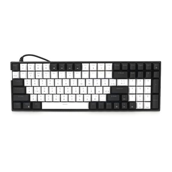 Механічна клавіатура USB XSTRIKE XS-1030, довжина кабелю 150см, RGB підсвічування, Eng/Укр/Рус, 395х150х45 мм, Black/White, 100к,