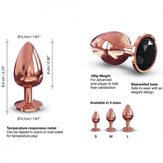 Золота металева анальна пробка із прикрасою у вигляді кристалу Dorcel - Diamond Plug, L | Зображення 2
