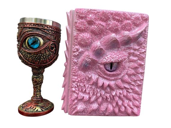 Подарунковий набір Келих 3D Око Blue і Блокнот 3D «Дракон Єдинорога»