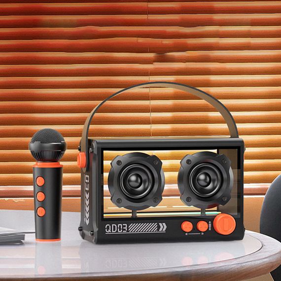 Bluetooth колонка QD03 Transparent з мікрофоном 20W Black | Зображення 2