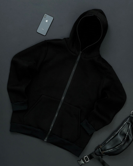 Зип-кофта зимняя чёрный S XL