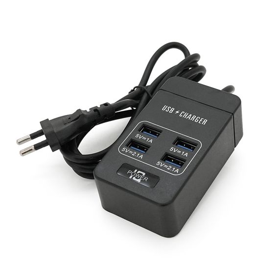 Мережевий фільтр ТВ-Т05, 4 USB, 1.5 м, перетин 3х0, 5мм, 2.1А, Black | Зображення 1