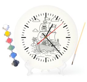 Дитячий набір для творчості годинник розмальовка Піратський корабель 30 см (Г0062)