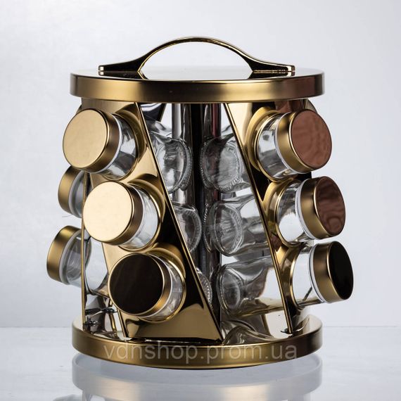 Карусель для спецій 12 баночок по 100 мл, золото HP-1369 | Зображення 4
