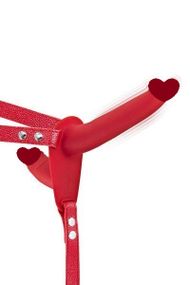 Подвійний страпон з вібрацією Fetish Tentation Vibrating Strap-On with Double Dildo Red Sex Aura
