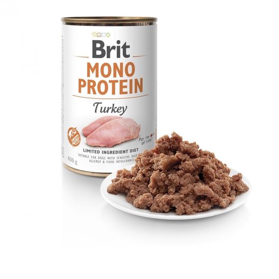 Вологий корм монопротеїновий з індичкою для собак Brit Mono Protein Dog Turkey, 400 гр | Зображення 1