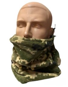 Бафф зимний военный Светлый пиксель,Тактический шарф-труба из флиса, Теплый бафф с фиксатором регулировки