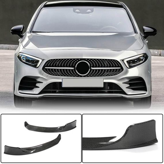 Накладки на передний бампер Flap (для AMG-Line 2018-2021, Карбон) для Mercedes A-сlass W177 2018- гг