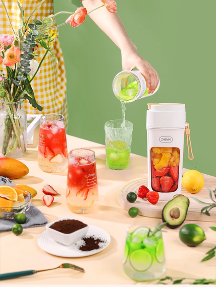 Блендер на аккумуляторе для коктейлей и фрешей мини JUICER KS-FSV8 W14 M | Зображення 1