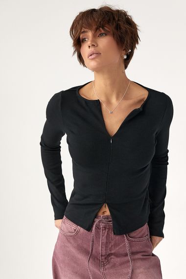 Приталений лонг на блискавці - чорний цвет, S (є розміри)