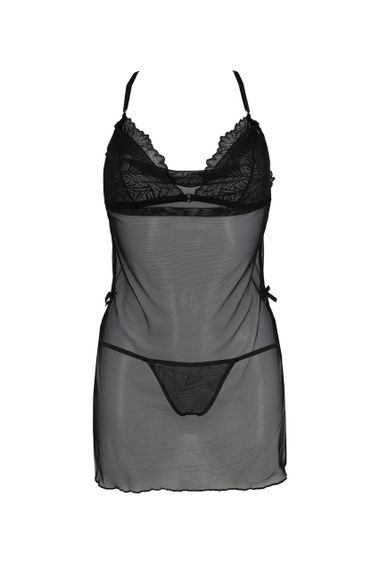 Сорочка Passion DELIENA CHEMISE L/XL black, стрінги із заниженою талією | Зображення 2
