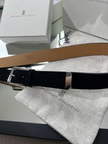 Ремінь Brunello Cucinelli із замші чорного кольору r160