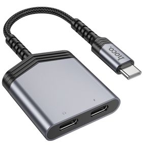 Переходник Hoco LS40 Type-C to dual Type-C Metal gray