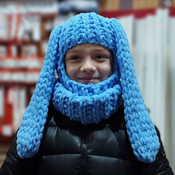 Балаклава колір 112 плюшева з вушками зайчика | Зображення 4