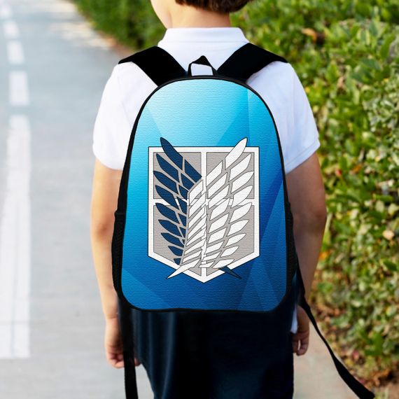 Рюкзак детский крылья свободы, атака титанов, 34х27см,городской ранец для мальчика с принтом (00405)