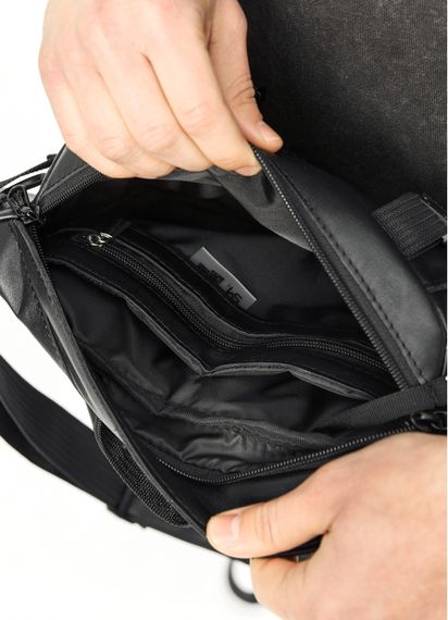 Большая мужская сумка бананка Sambag DynamicDart черная 38 × 21 × 7 см (80411101m) | Зображення 5