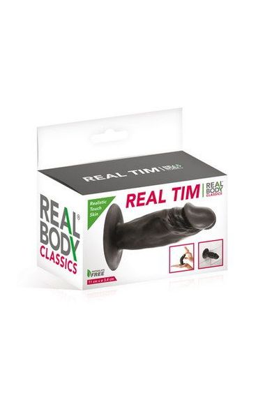 Фалоімітатор Real Body — Real Tim Black, TPE, діаметр 3,4 см | Зображення 1