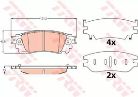 Гальмівні колодки дискові LEXUS NX200t/NX300h 14, TRW (GDB4459)