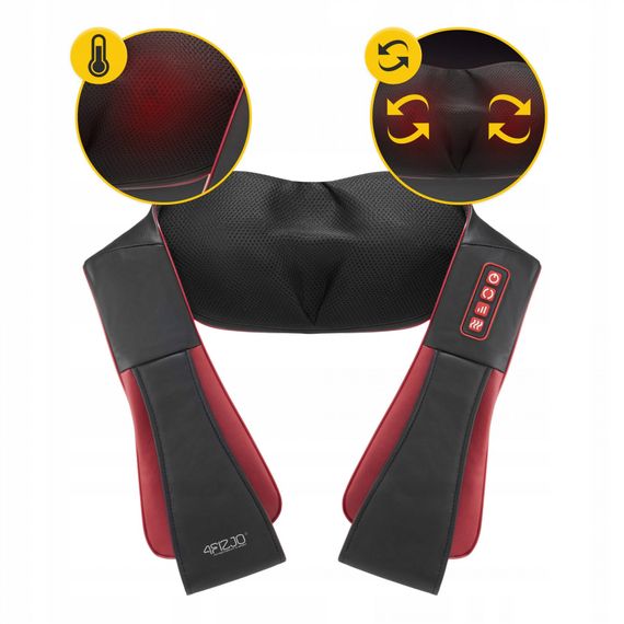 Накидка-масажер 4FIZJO Shiatsu Pro+ для шиї та спини 4FJ0565 Black/Red (P-5907739319074) | Зображення 4