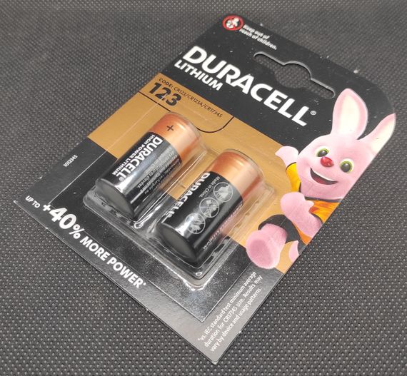 Литиевая батарейка Duracell CR123A (2шт.)
