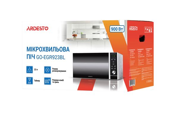 Мікрохвильова піч ARDESTO , 23л, електр.управл., 900Вт, гриль, дисплей, відкр.кнопкою, чорний (GO-EGR923BL) | Зображення 5