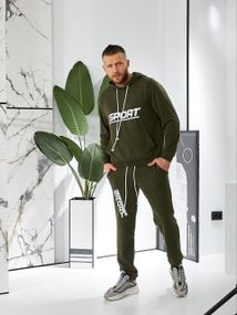 Спортивный костюм мужской из двунитки AleX Модель 2908 Хаки, 56-58
