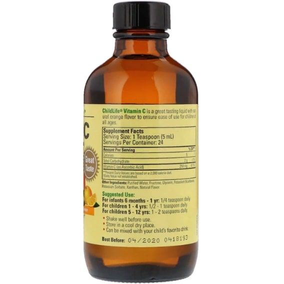 Вітамін C ChildLife Essentials, Liquid Vitamin C, 4 fl oz 118,5 ml Natural Orange Flavor CDL10200 | Зображення 1