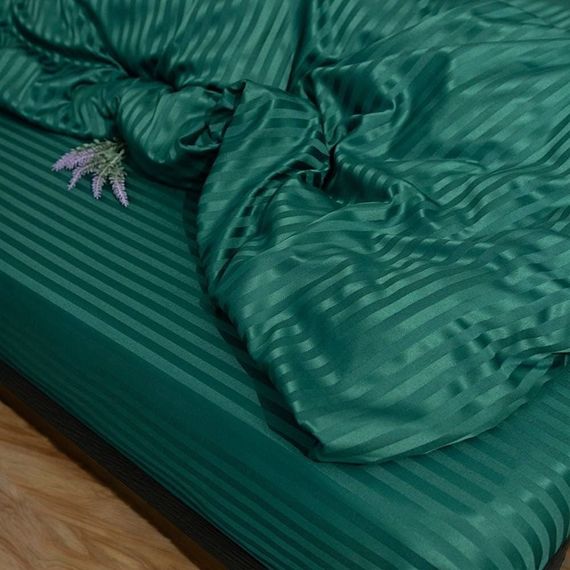 Комплект постельного белья двуспальный MakSon Elegant Emerald, страйп-сатин, 100% хлопок (017-1175210С) | Зображення 2