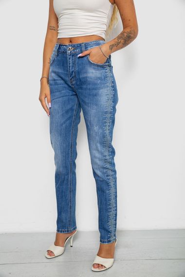 Джинси жіночі однотонні Straight fit, колір синій, 244RF-8196 | Зображення 2