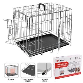 Клітина дводверна для собак Flamingo Wire Cage Keo Silver, 63 см х 43 см х 49 см