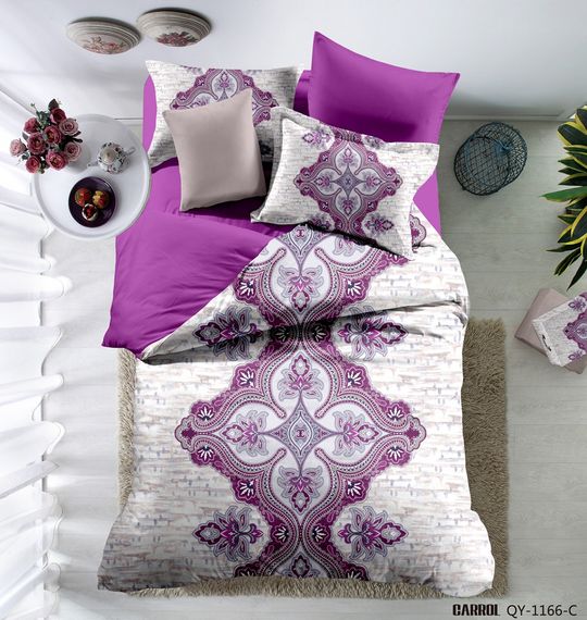 Постільна білизна Love You Сатин DIGITAL Віолетта QY1166 двостороння Євро