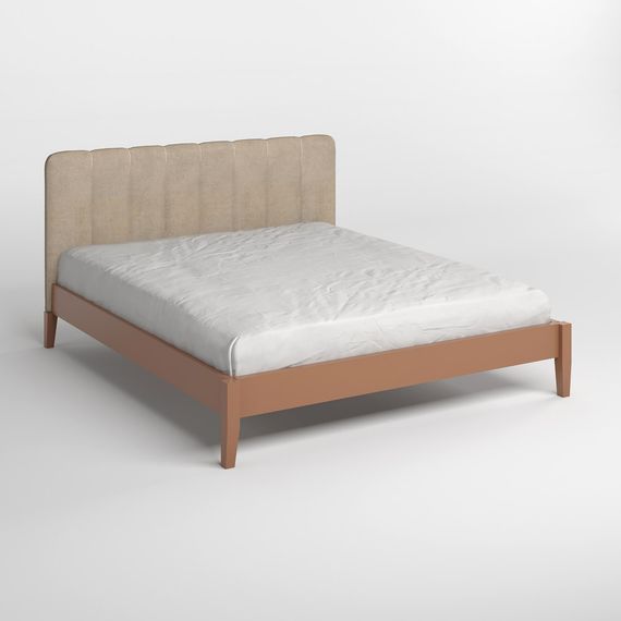 Двоспальне дерев&#039;яне ліжко Mebigrand Лондон ДК Коричневий (RAL8025)/Аляска 23 (Бежевий) Б1 140х190 см (MBG-6790) | Зображення 1