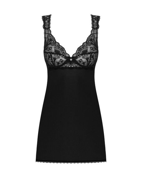 Сорочка бебі-дол з мереживом на грудях Obsessive Donna Dream babydoll XS/S Black, стрінги Sex Aura | Зображення 2