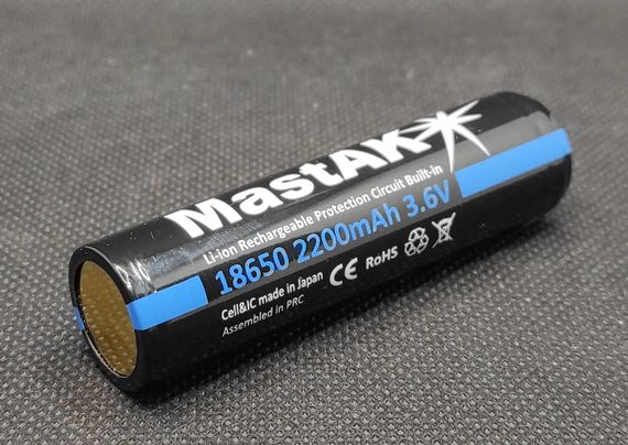 Аккумулятор Li-ion MastAK 18650 3.6v 2200mAh с защитой (1шт) | Зображення 1