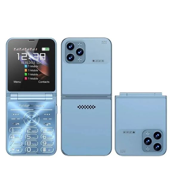 Кнопковий мобільний телефон розкладачка AIEK I15 Max на 4 сім карти Blue