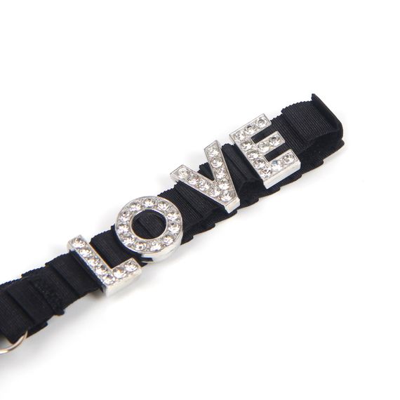 Стринги кружевные Star Night с декором стразами Love ,черные, S sexstyle | Зображення 6