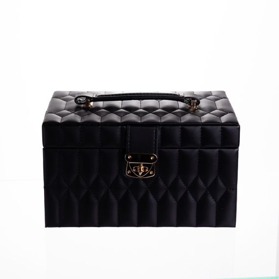 Шкатулка для украшений из эко кожи 3 яруса с зеркалом органайзер для ювелирных изделий Черный Yiwu HP-5-17B | Зображення 7