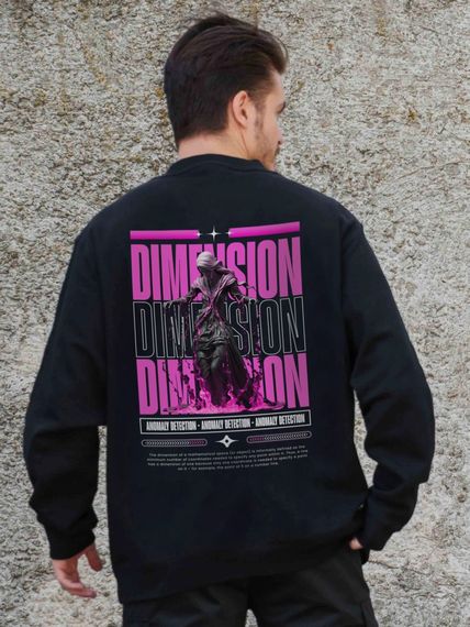 Утеплений оверсайз світшот на флісі з принтом Without Dimension Black