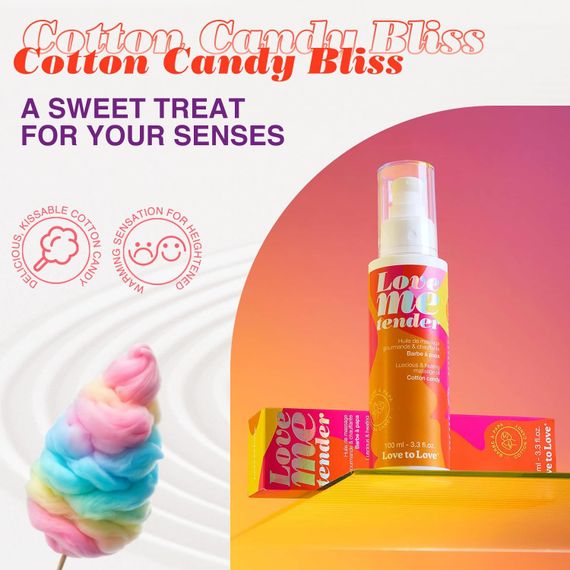Масажна олія Love To Love Me Tender Cotton Candy, цукрова вата, 100 мл | Зображення 3